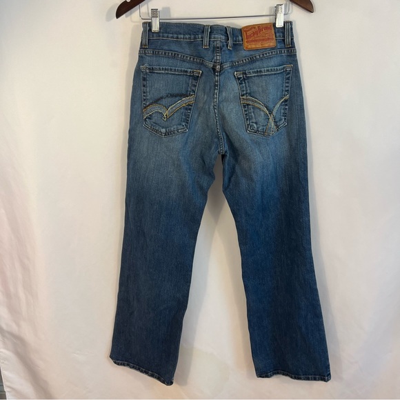 Lucky Brand Blue Denim Jeans Womens Size 28 Bootleg Worn-In Detailed Pockets - Picture 5 of 6